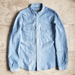 WLG ジョルジオブラット ☆ レザー シャツ ジャケット 48 イタリア製  ライトブルー系 GIORGIO BRATO