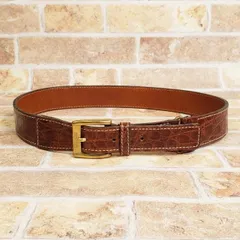 ラコステ LACOSTE ☆ 型押しレザー ベルト ブラウン