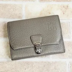 ヒロフ HIROFU ☆ レザー 差込式 二折財布 財布 イタリア製 グレー系