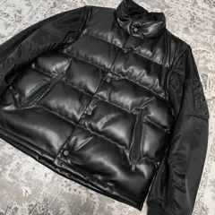 GU　UNDER COVER　ダウンジャケット　ジーユー　アンダーカバー　フェイクレザー　コンバーチブルパデッドブルゾン　ベスト　ジャケット　MA-1　ブラック　M　メンズ　中古　古着