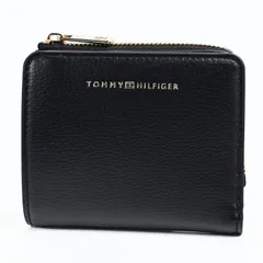 高品質ヨーロッパ輸入モデル トミーヒルフィガー TOMMY HILFIGER 二つ折り財布 小銭入れ付き ラウンドファスナー レディース FLAG COMPACT ブラック AM0AW18124 BDS BK ウォレット 折財布