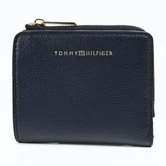 高品質ヨーロッパ輸入モデル トミーヒルフィガー TOMMY HILFIGER 二つ折り財布 小銭入れ付き ラウンドファスナー レディース FLAG COMPACT ダークブルー AM0AW18124 DW6 BL ウォレット 折財布