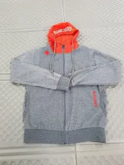 デサント グレー オレンジ フード ジップアップ