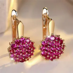 18K仕上 エレガントローズ ジルコニア ピアス イヤリング ゴールド