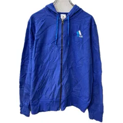 adidas ロゴスウェット パーカー XL ブルー アディダス フーディー ジップアップ プリント トップス 秋物 a712-5699