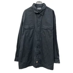 メキシコ製 Carhartt 長袖 無地シャツ 2XL ダークグレー カーハート ボタン 胸ポケット シンプル 無地 ビッグサイズ 春物 a712-5702のサムネイル