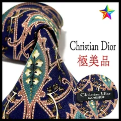 クリスチャンディオール ブランド  ネクタイ ダークネイビー 濃紺  シルク  総柄  ビジネス  極美品  Christian Dior