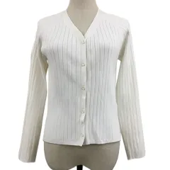 ミラオーウェン Mila Owen カーディガン ニット Vネック リブ 無地 長袖 0 白 ホワイト