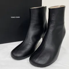 YOKO CHAN　ヨーコチャン　ショートブーツ　バックジップ　レザー　ブラック　日本製　レディース　35　a00793