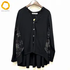 #anc イズスカラー isscoLar カーディガン M 黒 マルチ 柄 メッシュ 切替 異素材 タグ付き 新品同様 レディース [929978]