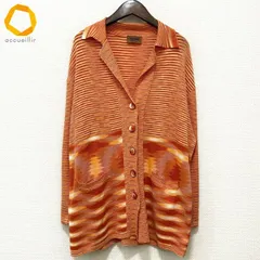 #anc ミッソーニ MISSONI ジャケット 44 オレンジ アイボリー ニット 薄手 ボーダー イタリア製 大きいサイズ レディース [969670]のサムネイル