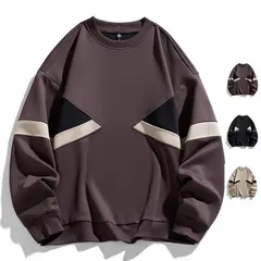 メンズ トレーナー トップス 秋服トレーナー クルーネック 切り替え袖 スウェット 秋服 秋 秋物 2025