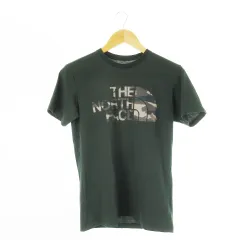 ザノースフェイス THE NORTH FACE Tシャツ クルーネック 丸首 半袖 カモフラプリント ロゴ アウトドア S 緑 グリーン /CK4 ■GY99
