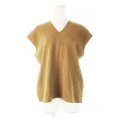 ユナイテッドアローズ A DAY IN THE LIFE UNITED ARROWS サーマルニットカットソー ワッフル Vネック 半袖 コットン 茶 ブラウン /CK24 ■GY99