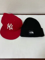 【30032】ノースフェイス　ニット帽子　THE NORTH FACE　＋　ニュヨークヤンキースキャップ　53.9㎝　ジュニアサイズ