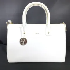1412 FURLA フルラ リンダ ハンドバッグ 2way レザー ホワイト チャーム付き ショルダーバッグ レディース 鞄 ファッション