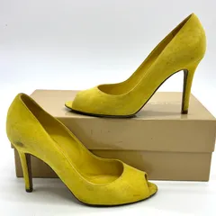 セルジオロッシ Sergio Rossi  スエード パンプス 黄色 イエロー 37 約24㎝  イタリア製  ハイヒール オープントゥ