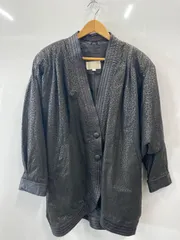 ピ267⚫︎DONNA⚫︎ドンナ⚫︎コート⚫︎ノーカラー⚫︎レパード柄⚫︎ピッグスキン⚫︎豚革⚫︎日本製⚫︎size9⚫︎黒