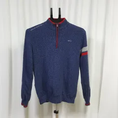 ルイカステル メンズ 裏地防風 ハーフジップアップニット 100