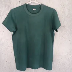 UNIQLO ユニクロ レディース クルーネック Tシャツ 半袖 コットン100% 綿100% Lサイズ ダークグリーン □〇