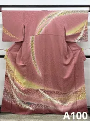 訪問着 絞り加工 金通し 金彩 紋意匠 桜 正絹 躾糸付き パールトーン加工済 A100