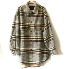 GU ジーユー チェックシャツコート ベージュ×ブラック×ホワイト Sサイズ ◇〇