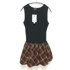 ショップサイダー ノースリーブ バイカラー CHECK パンプキン ONE PIECE XL_S1332