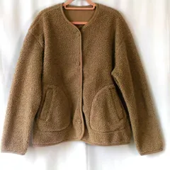 UNIQLO ユニクロ フリースノーカラージャケット(長袖) モカ Lサイズ ◇〇