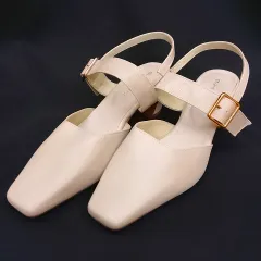Oriental Traffic オリエンタルトラフィック スクエアトゥバックルベルトパンプス/11309 アイボリー 41（25.5）□○☆