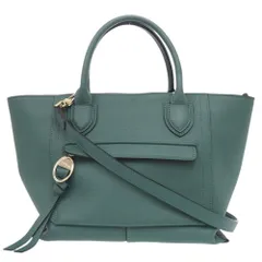 新品同様 ロンシャン メールボックス M レザー グリーン 2way ハンドバッグ 緑 2091 Longchamp
