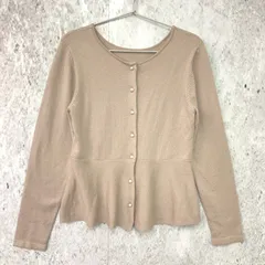 【美品】 index インデックス 前後 2way ペプラム カーディガン 羊毛 混 【 洗濯機洗い可 】 ライト ベージュ Mサイズ 〇◇☆