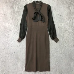 PROPORTION BODY DRESSING プロポーションボディドレッシング サテンスリーブ ニット ワンピース ブラウン Sサイズ 〇◇