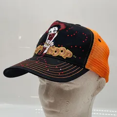 KO3653□ベティ・ブープ betty boop メッシュ キャップ ラインストーン オレンジ×ブラック ベティちゃん Y2K