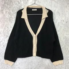 ehka sopo エヘカソポ バイカラー 襟付 スキッパー カーディガン ブラック / ホワイト Fサイズ 〇◇