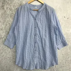 7分袖 シャツ 水色 ライトブルー Lサイズ 〇□