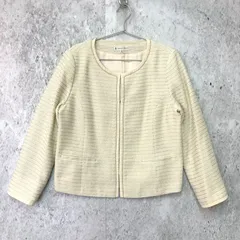KUMIKYOKU クミキョク ノーカラー ツイード ジャケット アイボリー 6サイズ 〇◇