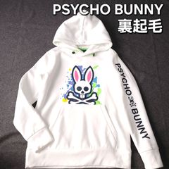 【Psycho Bunny】サイコバニー 秋冬 ダンボール素材 裏起毛 長袖ゴルフプルオーバーパーカー 1 M ロゴマーク レディース 白