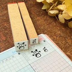【スノーマン・雪だるま・雪】絵文字はんこ7mm角(印面5mm)＊R1160