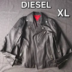 希少 XL DIESEL ディーゼル 秋冬 羊皮 シープレザー 本革 ダブル ライダース ジャケット 黒 大きいサイズ メンズ