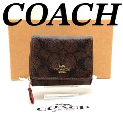 コーチ 三つ折り財布 折り財布 レザー ブラウン パスケース付き 71209