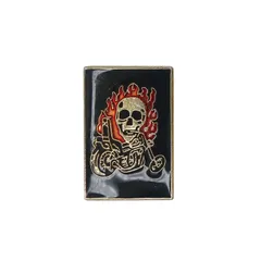 ファイヤースカル バイカー レトロ ピンズ ビンテージ 骸骨 ドクロ ピンバッチ ピンバッジ pins-23303
