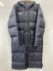ピ269⚫︎PUMA⚫︎プーマ⚫︎ベンチコート⚫︎ロングコート⚫︎中綿コート⚫︎スポーツ⚫︎サッカー⚫︎ロゴ刺繍⚫︎sizeL⚫︎グレー