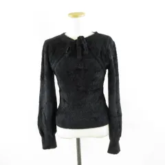 イング INGNI フェザーヤーンデコルテオープンニット 長袖 黒 M *A300