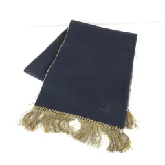 【中古】ダンヒル dunhill カシミヤマフラー シルク フリンジ 総柄 ベージュ *A520 レディース ダンヒル dunhill カシミヤマフラー シルク フリンジ 総柄 ベージュ