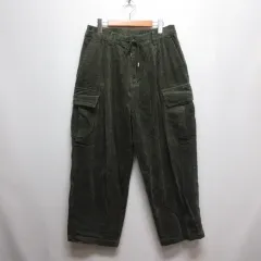 ビームスハート BEAMS HEART コーデュロイ ワイド カーゴ パンツ L オリーブ ジッパーフライ バックゴム