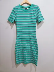 1+1 H&M ) グリーン ストライプ ONE PIECE S