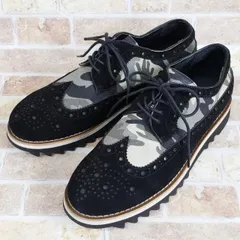 MARQUI マルキ ☆ コンビデザイン ドレスシューズ 26.5 カモフラージュ スエードレザー ウイングチップ ブラック