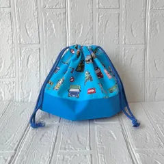 ハンドメイド C186 はたらく車 乗り物 20×29マチあり お弁当袋 給食袋 巾着袋 入学 入園