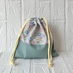 ハンドメイド C185 くすみ花柄 23×23 給食袋 コップ袋 巾着袋 入学 入園