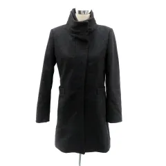 ザラ ベーシック ZARA BASIC コート スタンドカラー ロング丈 ウール L チャコールグレー /HO33